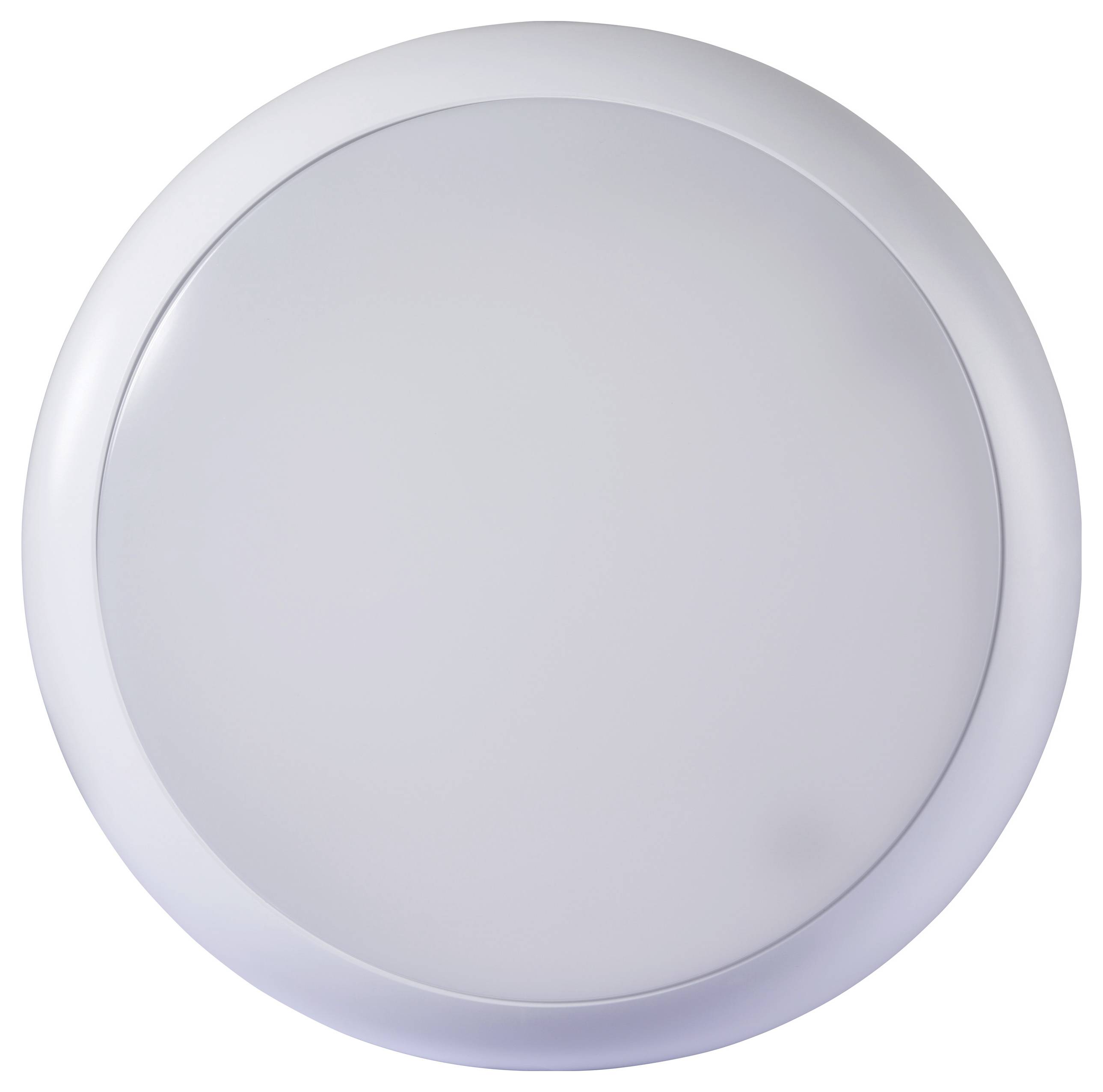 Un'elegante luce da soffitto circolare minimalista, di colore bianco, con superficie liscia, appositamente progettata per ambienti interni contemporanei.