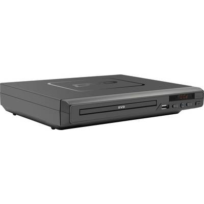 Lettore DVD nero con porta USB e tasti di controllo sul lato frontale. Il display mostra '00:00'.