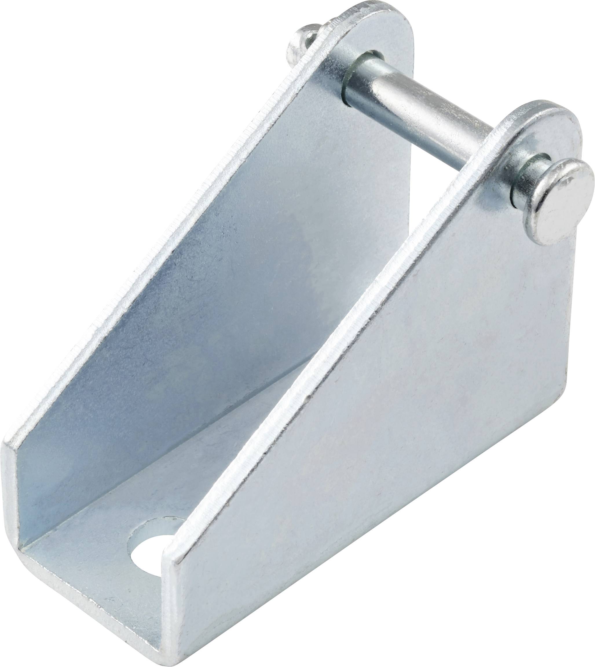 Staffa ad angolo in metallo con bullone, a forma triangolare, idonea per connessioni meccaniche e fissaggi.
