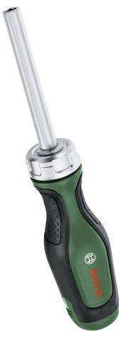 Un cacciavite verde Bosch con impugnatura ergonomica e filettatura integrata.