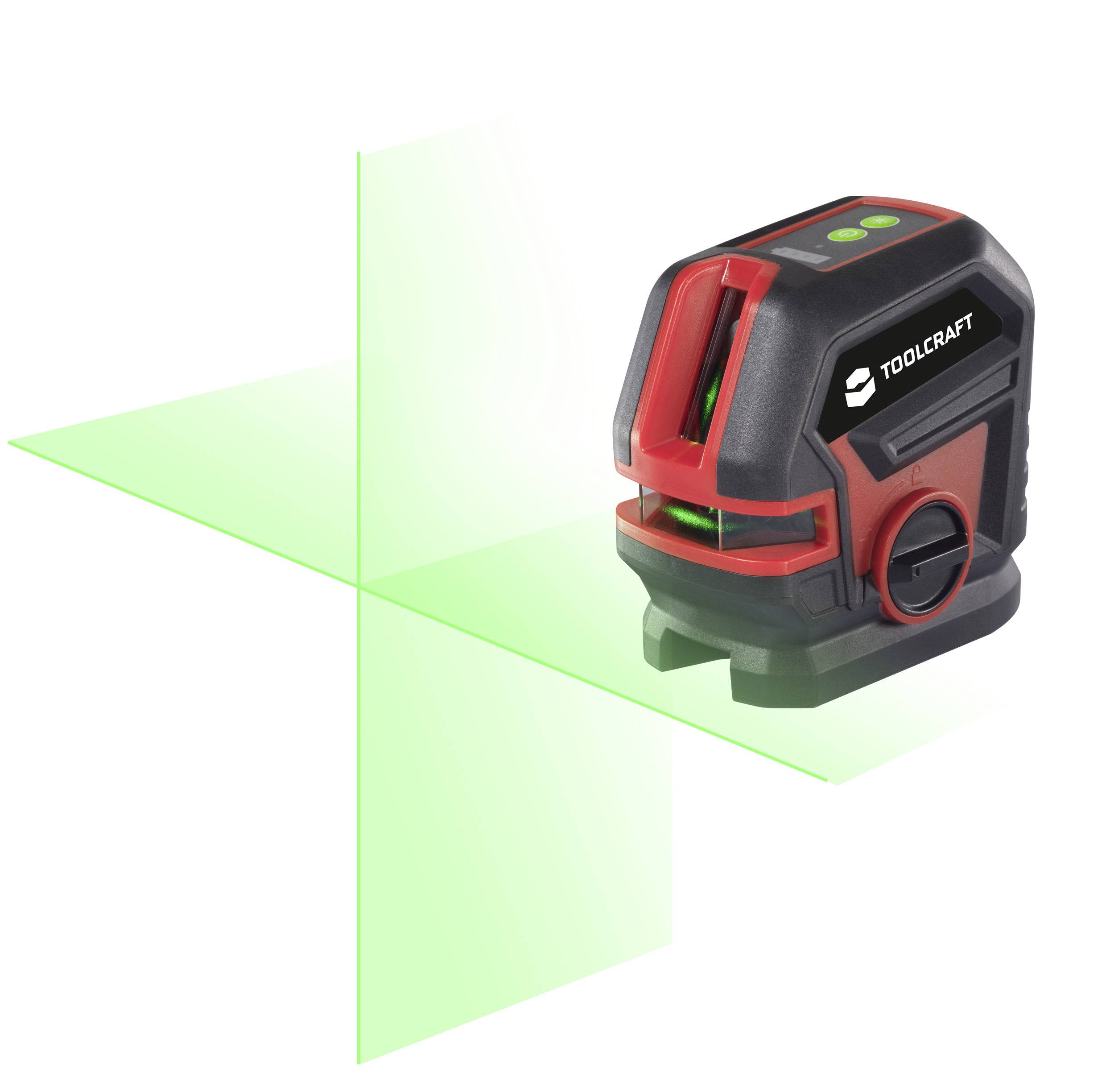 Un laser a linee incrociate proietta linee verticali e orizzontali verdi. Adatto per lavori di costruzione e ristrutturazione.