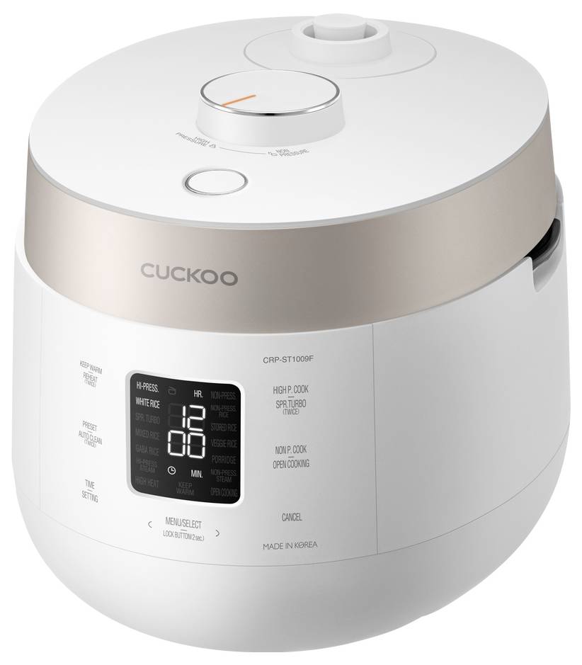 Cuociriso moderno con display digitale, multiple modalità di cottura e una manopola di regolazione. Adatto per una cottura versatile.