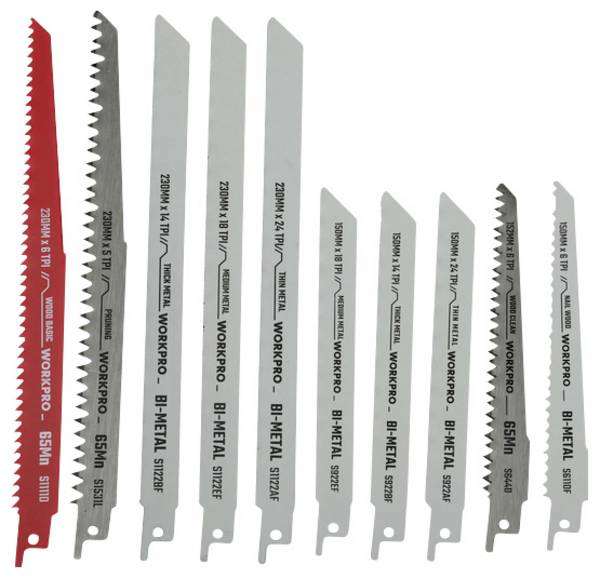 WorkPro WP404132 Kit di lame per sega a gattuccio Lunghezza lama della sega 230 mm 10 pz.