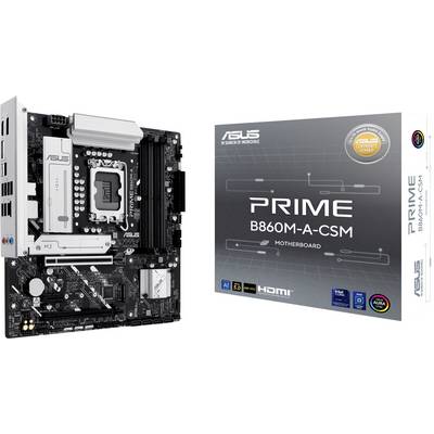 Una scheda madre per computer accanto alla sua scatola di imballaggio etichettata 'ASUS Prime B660M-A-CSM'. La scatola presenta il marchio e varie specifiche tecniche.