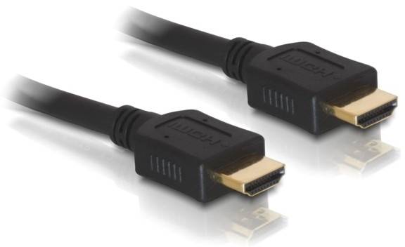 Due cavi HDMI neri con connettori dorati sono posizionati uno accanto all'altro.