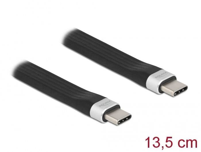 Due cavi USB-C neri affiancati su sfondo bianco, entrambi con connettori grigi; lunghezza indicata come '13,5 cm'.