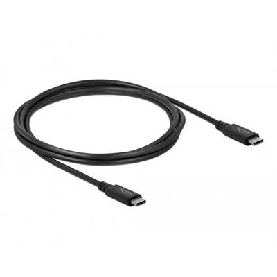Un cavo USB-C nero, adatto per il trasferimento dati e la ricarica di dispositivi.