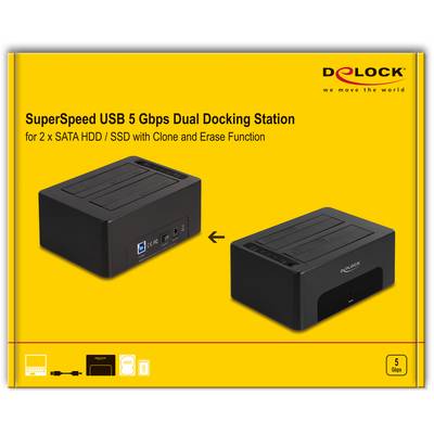 Delock 64187 USB-B, SATA 6 Gb/s, Presa DC 3,5 mm Docking Station per hard disk Con la funzione copia, Con funzione cance-5