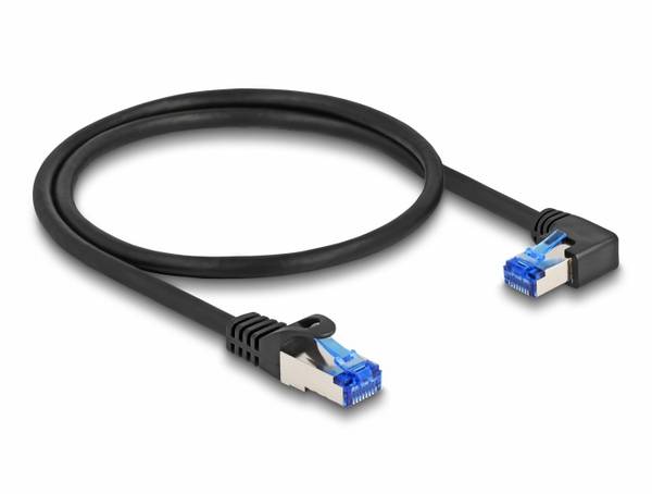 Delock 80221 RJ45 Cavo di rete, cavo patch CAT 6A S/FTP 0.50 m Nero angolato 90° a destra 1 pz.