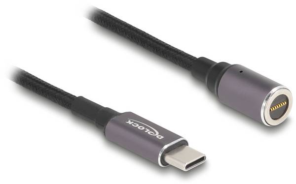 Delock Cavo di ricarica USB Spina USB-C®, Connettore magnetico 1.80 m Antracite, Nero 80780