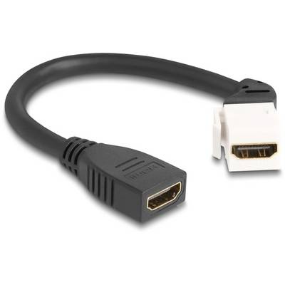 'Adattatore per cavo HDMI con spina nera e bianca. Serve per collegare dispositivi compatibili HDMI per trasmettere segnali audio e video.'