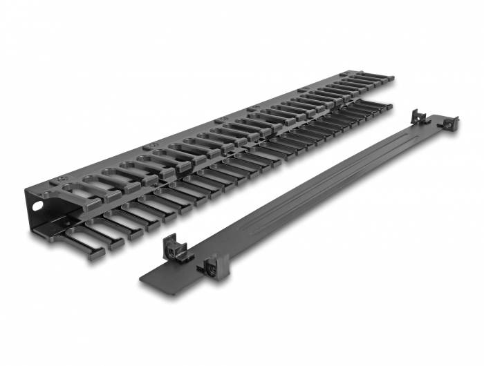 Delock 67022 19 pollici Pannello passacavi per armadio rack 1 U Nero-3