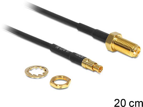 Delock Antenna WLAN Cavo [1x Spina SMA - 1x Presa SMA] 0.2 m Nero