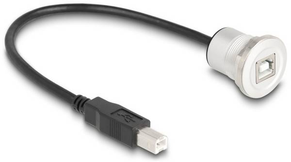 Delock Cavo USB  USB 2.0 Spina USB-B, Presa USB-B 0.30 m Nero, Argento tondo 88182