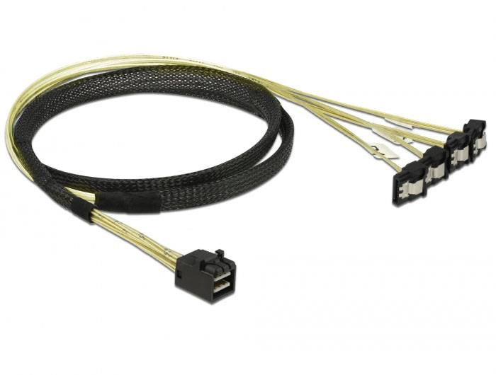 Delock Hard Disk Cavo [1x Spina Mini SAS (SFF-8643) - 4x Presa SATA a 7 poli] 1 m Nero, Giallo-1