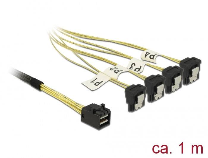 Delock Hard Disk Cavo [1x Spina Mini SAS (SFF-8643) - 4x Presa SATA a 7 poli] 1 m Nero, Giallo-2