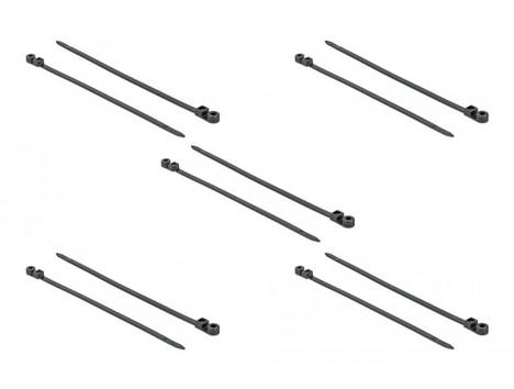Delock 18953  Fascetta per cavi   Nero elevata resistenza alla trazione, con occhiello di montaggio, Ritardante di fiamma 10 pz.
