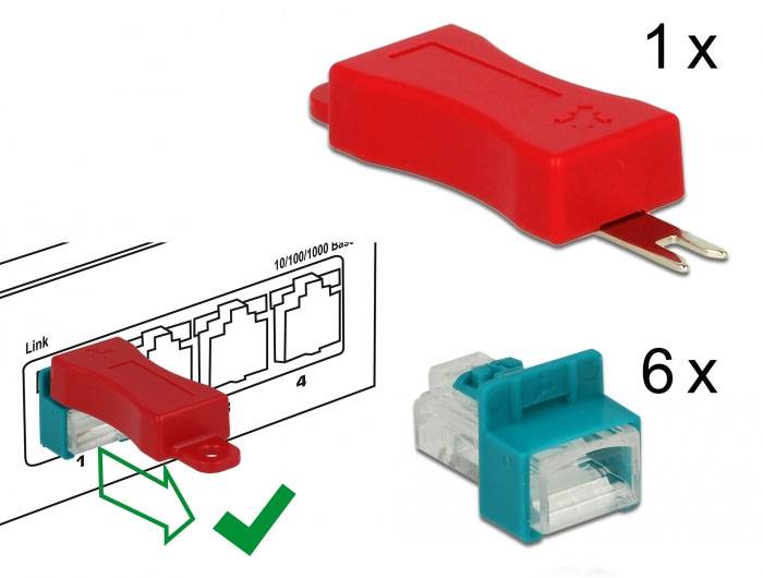 Delock Blocco porta RJ45 LAN 86425 Rosso 86425-4
