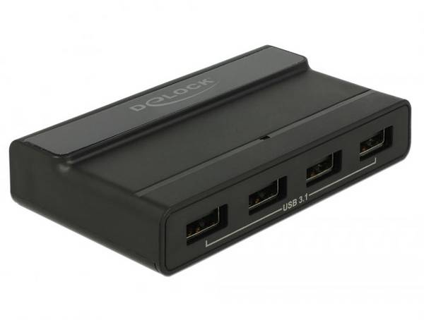 Delock 64053 Hub USB 4 Porte USB-A USB 3.2 Gen2 10 GBit/s con spina USB-C Nero 64053