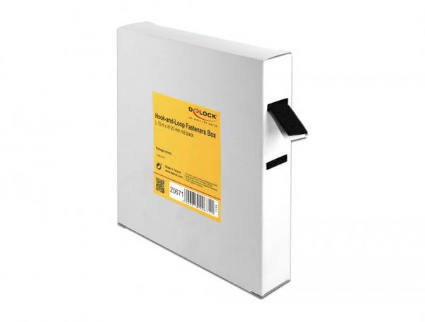 Delock 20671 Nastro a strappo (L x L) 10 m x 20 mm Nero 1 pz.