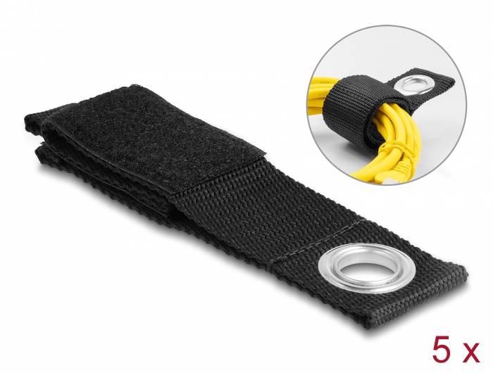 Delock Cintura in velcro con fibbia Lato morbido e lato rigido (Ø x L) 17 mm x 260 mm Nero 5 pz.-2