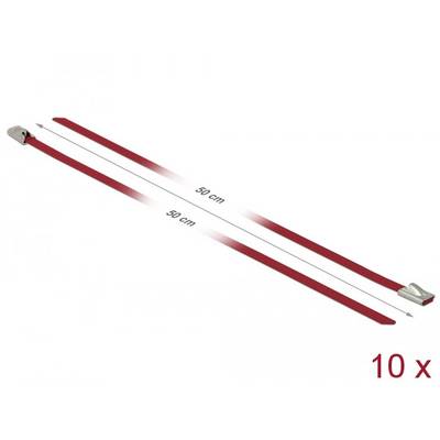 Delock 18780 Fascetta fermacavi in acciaio inox Rosso con palla di chiusura, stabile al calore, elevata resistenza alla -2