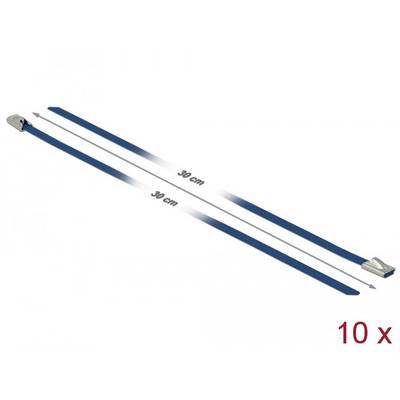 Delock 18794 Fascetta fermacavi in acciaio inox Blu con palla di chiusura, elevata resistenza alla trazione, stabile al -2