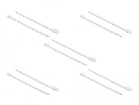 Delock 18947  Fascetta per cavi   Bianco con occhiello di montaggio, Ritardante di fiamma, elevata resistenza alla trazione 10 pz.