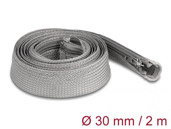 Delock 20831 20831 Guaina intrecciata Grigio Poliestere 2 m 20 mm (max) 1 pz.-2