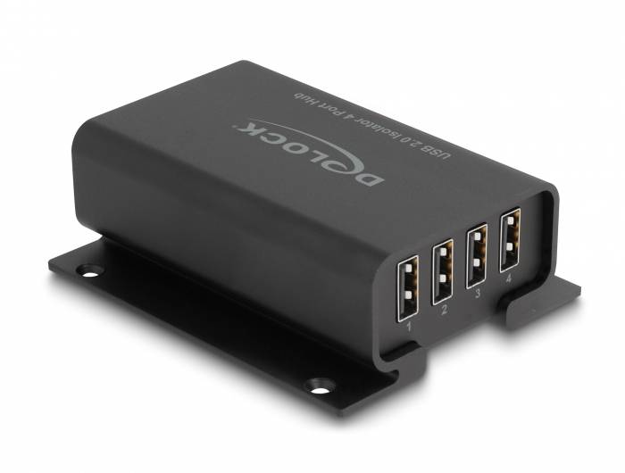 Delock 64226 Hub USB 4 Porte USB-A, Presa DC 3,5 mm USB 2.0 480 MBit/s Nero 64226-2