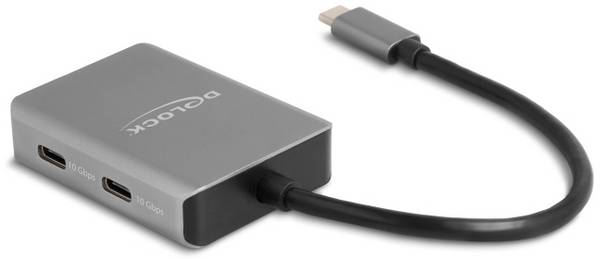 Delock 64249 Hub USB 4 Porte USB-C® USB 3.2 Gen2 10 GBit/s con spina USB-C Nero, Grigio 64249