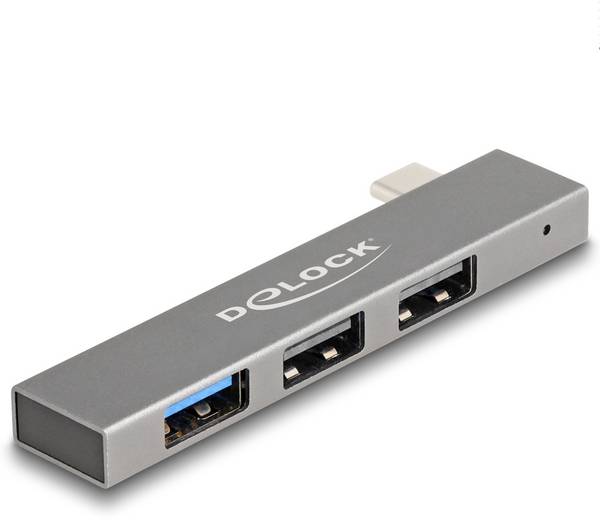 Delock 64274 Hub USB 3 Porte USB-A USB 3.2 Gen2 10 GBit/s con spina USB-C Grigio 64274