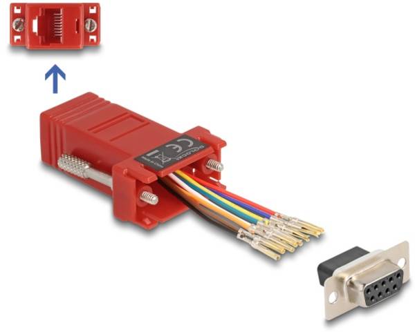 Delock 67106 VGA / RJ45 Adattatore [1x Spina SUB-D a 9 poli - 1x Presa RJ45] Rosso