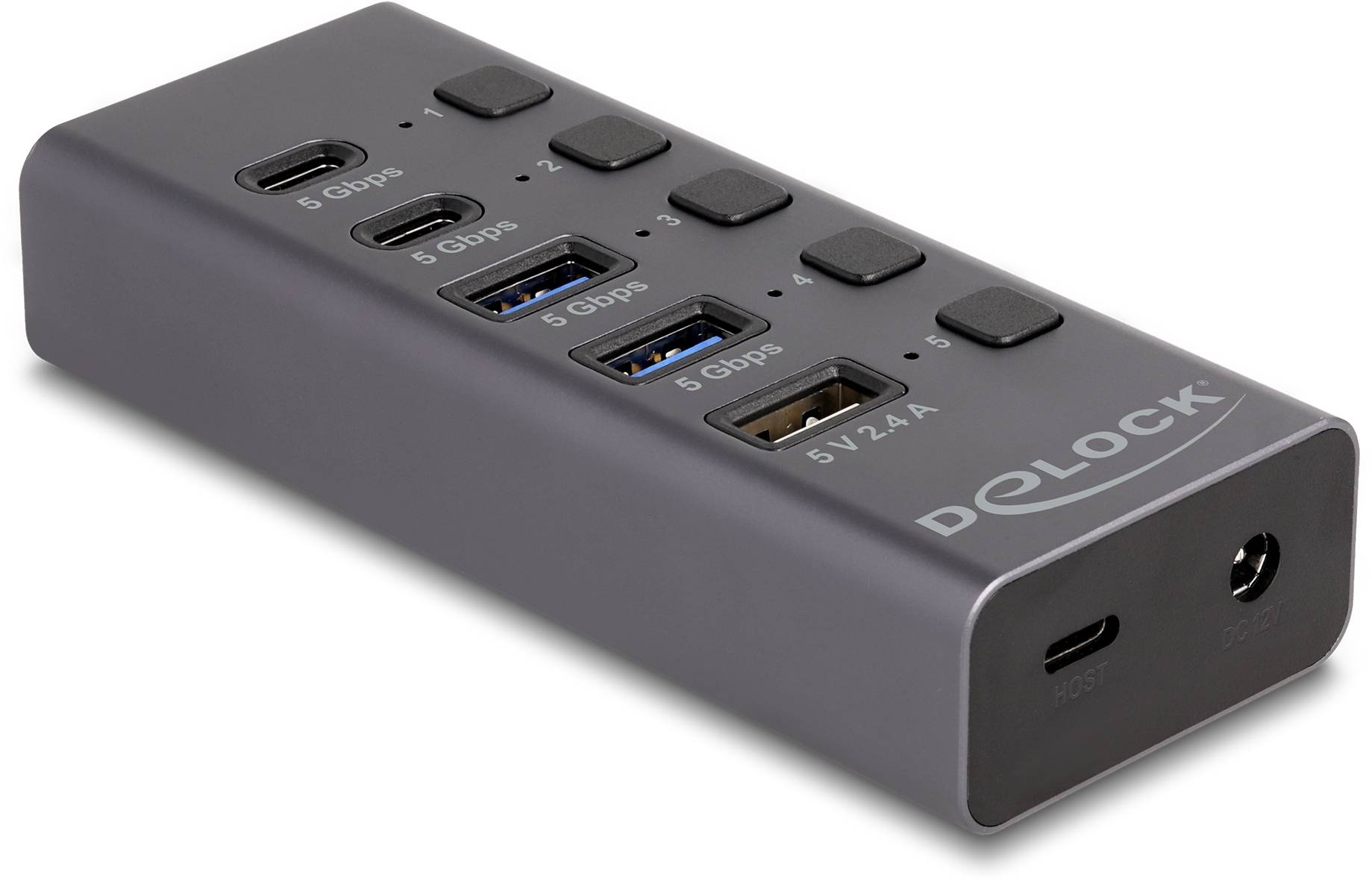 Delock 64248 Hub USB 4 Porte USB-A USB 3.2 Gen1 5 GBit/s Grigio 64248-0