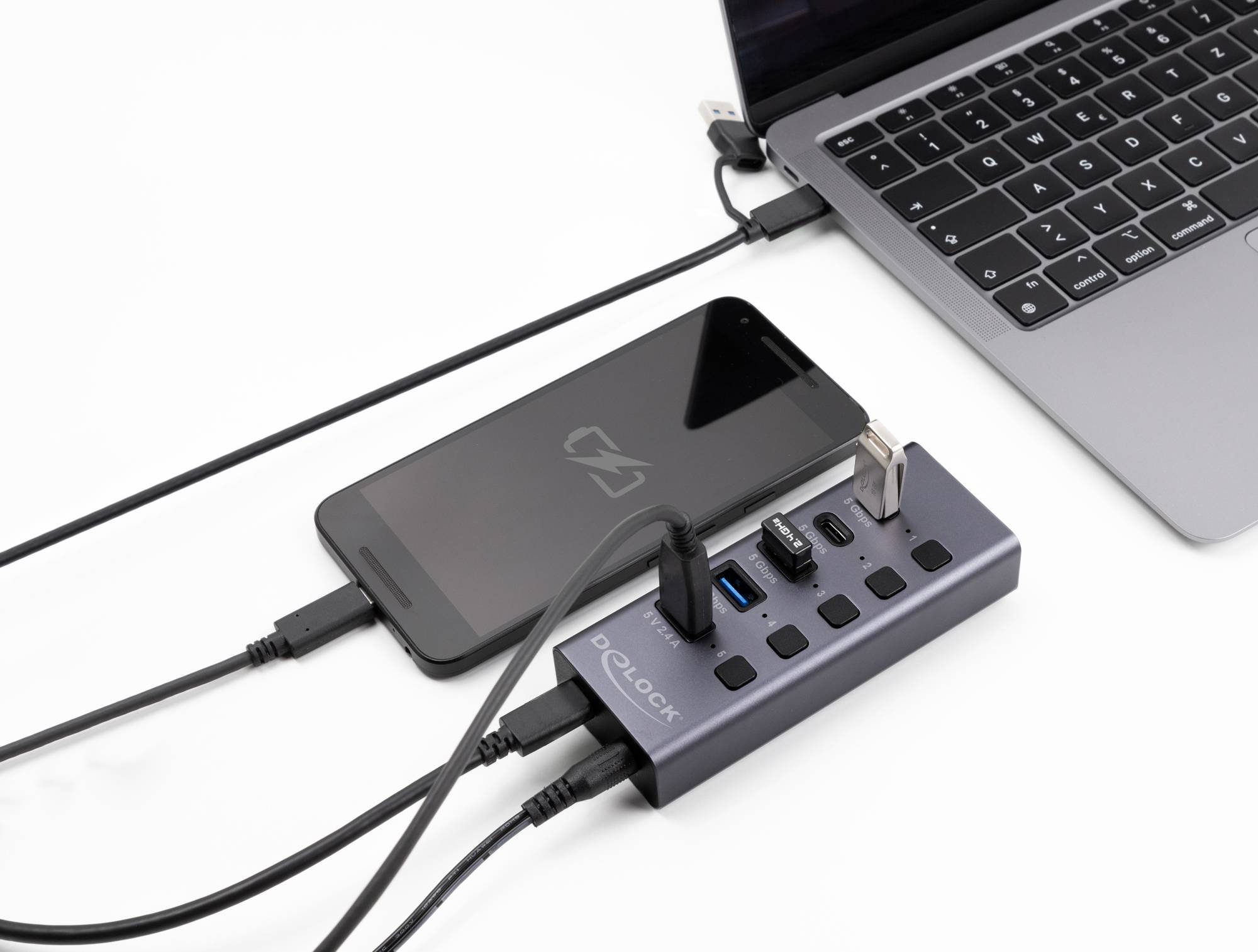Delock 64248 Hub USB 4 Porte USB-A USB 3.2 Gen1 5 GBit/s Grigio 64248-3