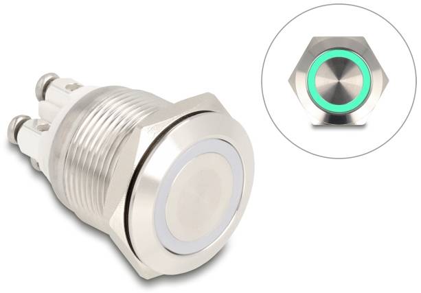 Delock 20978 20978 Pulsante 3 A 1 x On / (Off) Momentaneo Bianco (L x P) 30 mm x 25 mm IP65 1 pz. Scatola-1