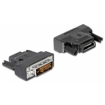 Due adattatori con involucri neri e contatti metallici, uno con spina DVI, l'altro con porta HDMI.