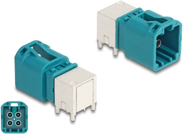 Spina Delock mini FAKRA Z quad angolata tipo B PCB 90116 90116 Turchese (opaco), Bianco opaco Delock Contenuto: 1 pz.-2