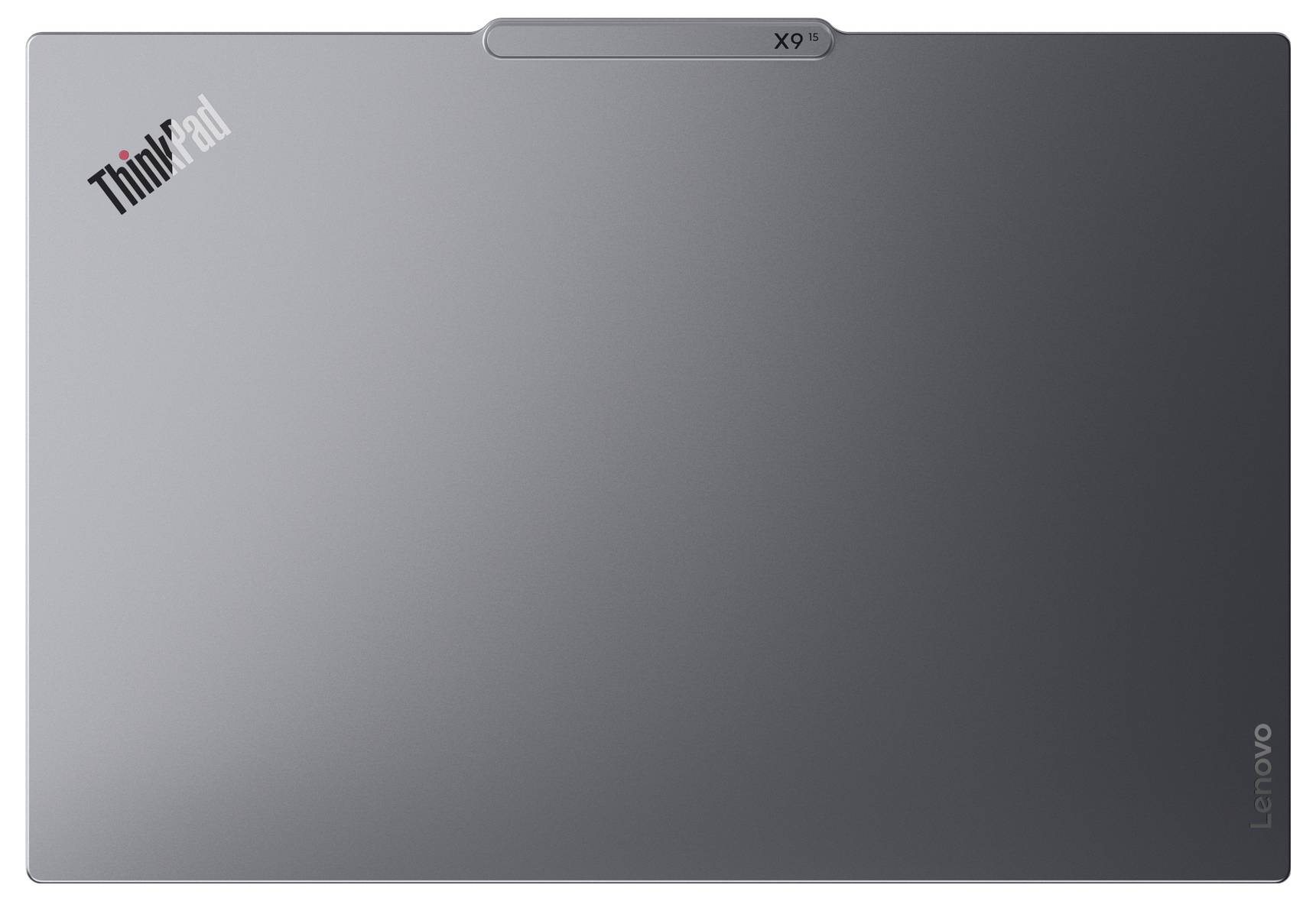 Laptop Lenovo ThinkPad argento visto dall'alto, chiuso.