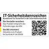 Contrassegno di sicurezza IT dell'Ufficio Federale per la Sicurezza Informatica con codice QR. Testo su di esso: 'Il produttore dichiara: Il prodotto soddisfa i requisiti del BSI. Il BSI informa: Aggiornamenti sul prodotto bsi.bund.de/it-sik/05056'.