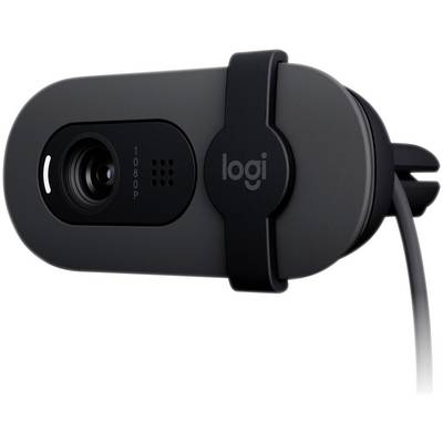 Webcam in custodia nera, montata su supporto a clip, con etichetta '1080P' accanto all'obiettivo.