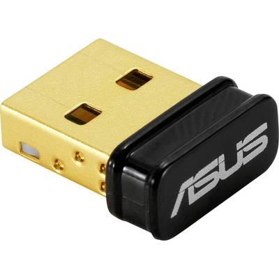 Un piccolo adattatore USB wireless dorato con copertura nera e il logo di un noto marchio di elettronica.