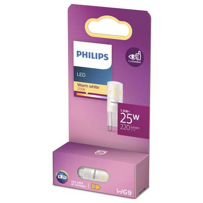 Confezione di una lampadina LED Philips da 1,9 W, sostituzione 25 W, 220 lumen, luce bianca calda 2700K, classe di efficienza energetica E.
