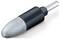Utensile per levigatura con testa conica argento-grigia e manico nero, utilizzato per lavori di finitura su superfici dure.