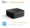'Un computer compatto nero con due porte USB e un pulsante di accensione frontale, marchiato CSL Narrow Box Black N100 con caratteristiche Intel.'