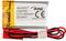 Piccola batteria rettangolare con scritta 'akya battery', 3,7V, 190mAh, prodotta in PRC. Presenti fili rossi e neri.