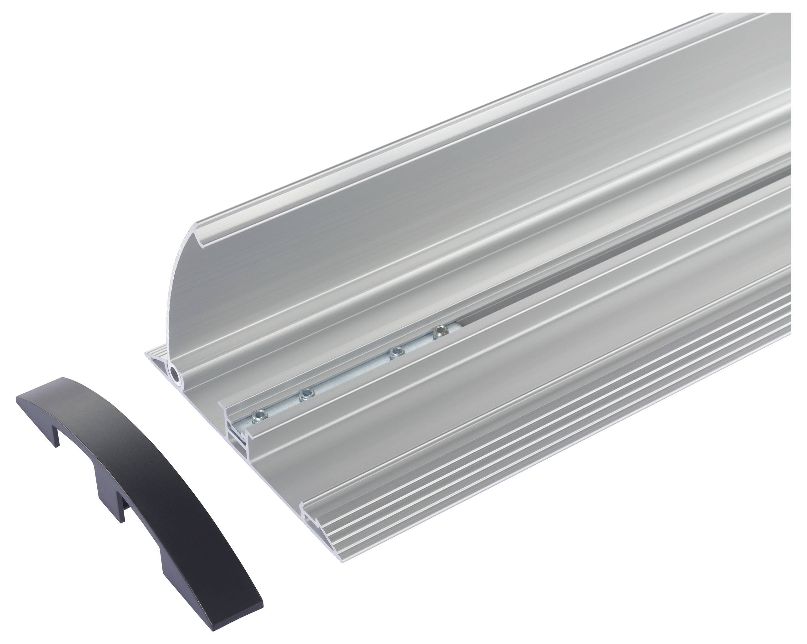 Profilo in alluminio per strisce LED con copertura nera. Ideale per l'installazione a parete per illuminazione indiretta.