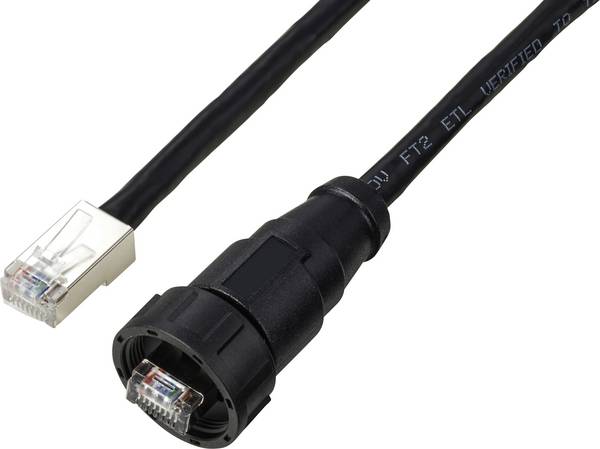 TRU COMPONENTS TC-E13T-MR6-MCA/NCA-0.5PV-S Cavo RJ45 diritto, IP67 (filettato), CAT6A, 0,5 m. TC-13543632 Numero di poli 8 Nero 1 pz.