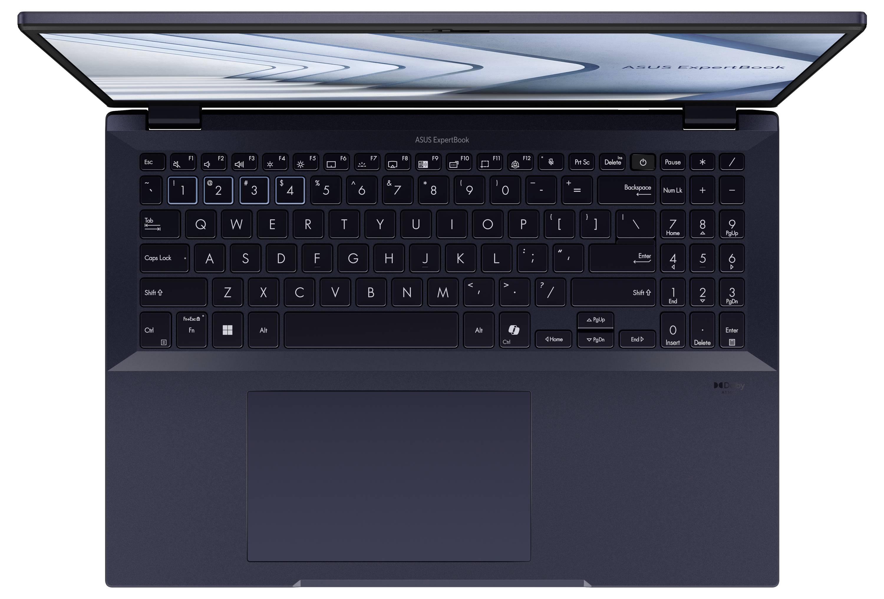 Un laptop con tastiera retroilluminata. Lo schermo mostra finestre aperte. Il design è sottile e moderno.
