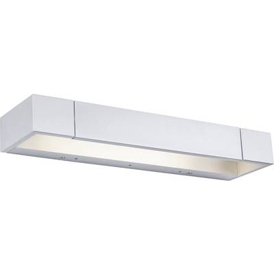 Plafoniera rettangolare in argento dal design moderno. Emana una luce uniforme e calda verso il basso.